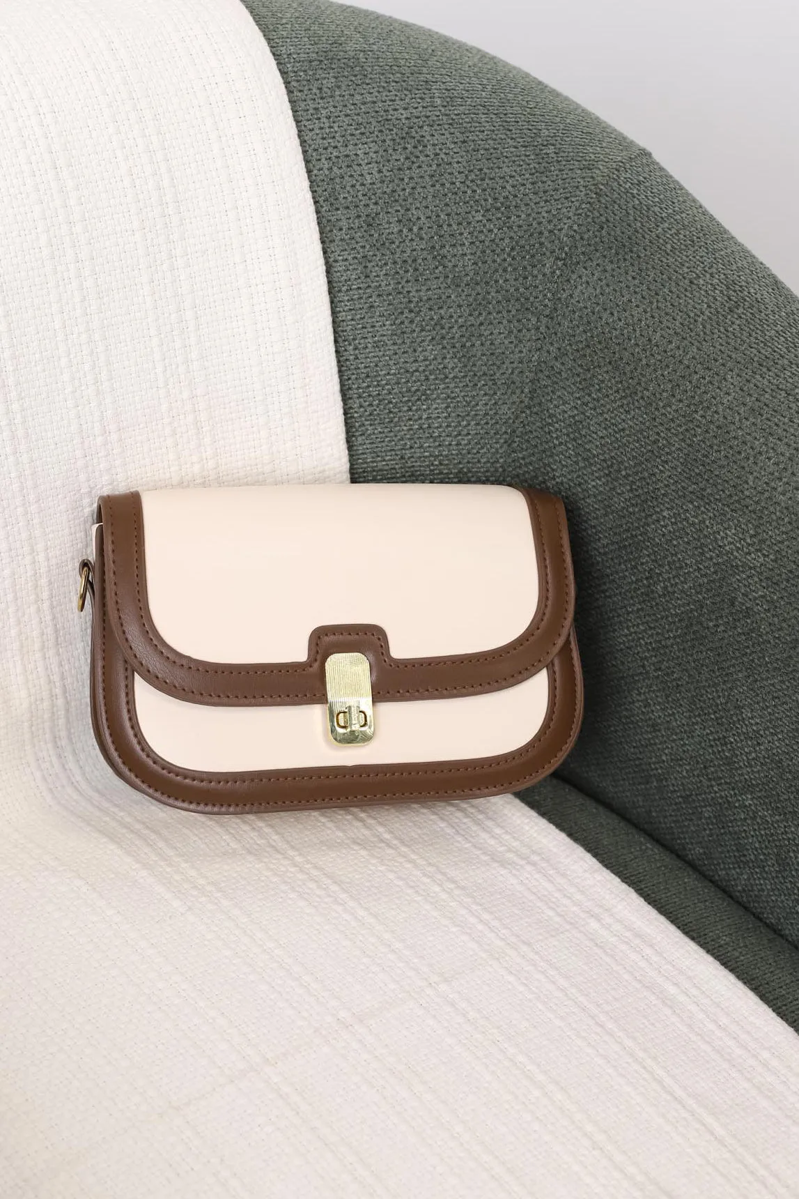 Tanah Twist Lock Square Bag - Beige Colour-Block sold by Salty Crush product image thumbnail 3