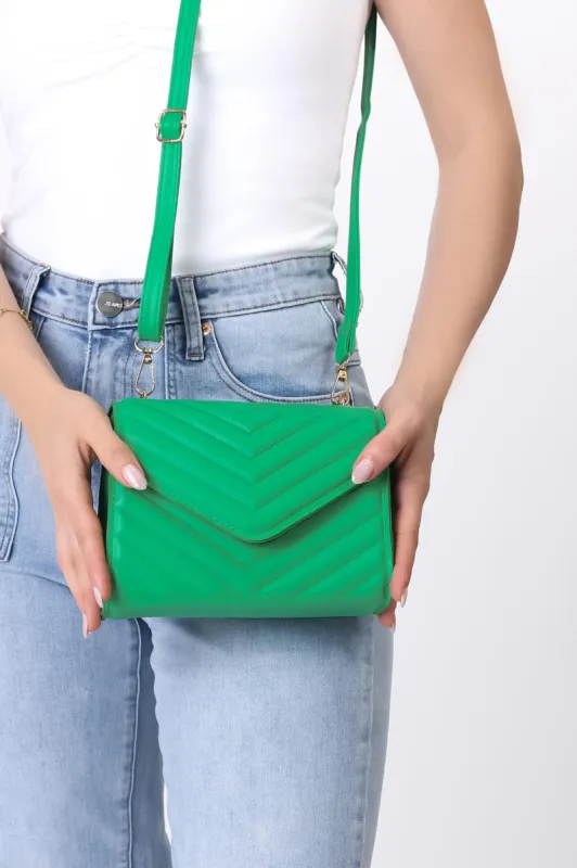 Rosie Chevron Quilted Bag - Green sold by Salty Crush