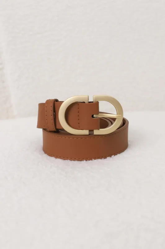 Blake Oval Buckle Belt - Brown sold by Salty Crush