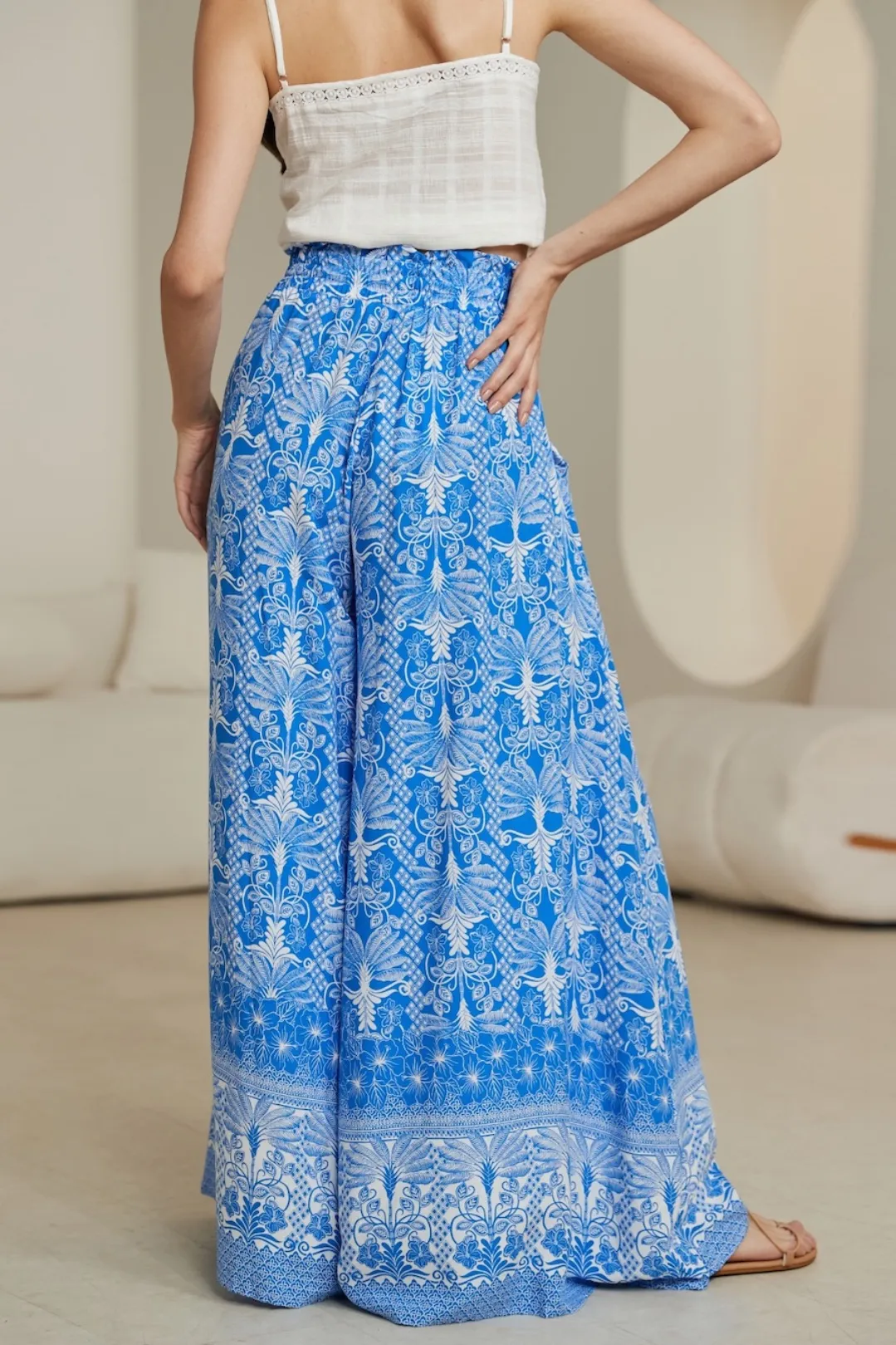 Charli Pants - Paper Bag High Waisted Wide Leg Pants in Melina Print sold by Salty Crush product image thumbnail 4
