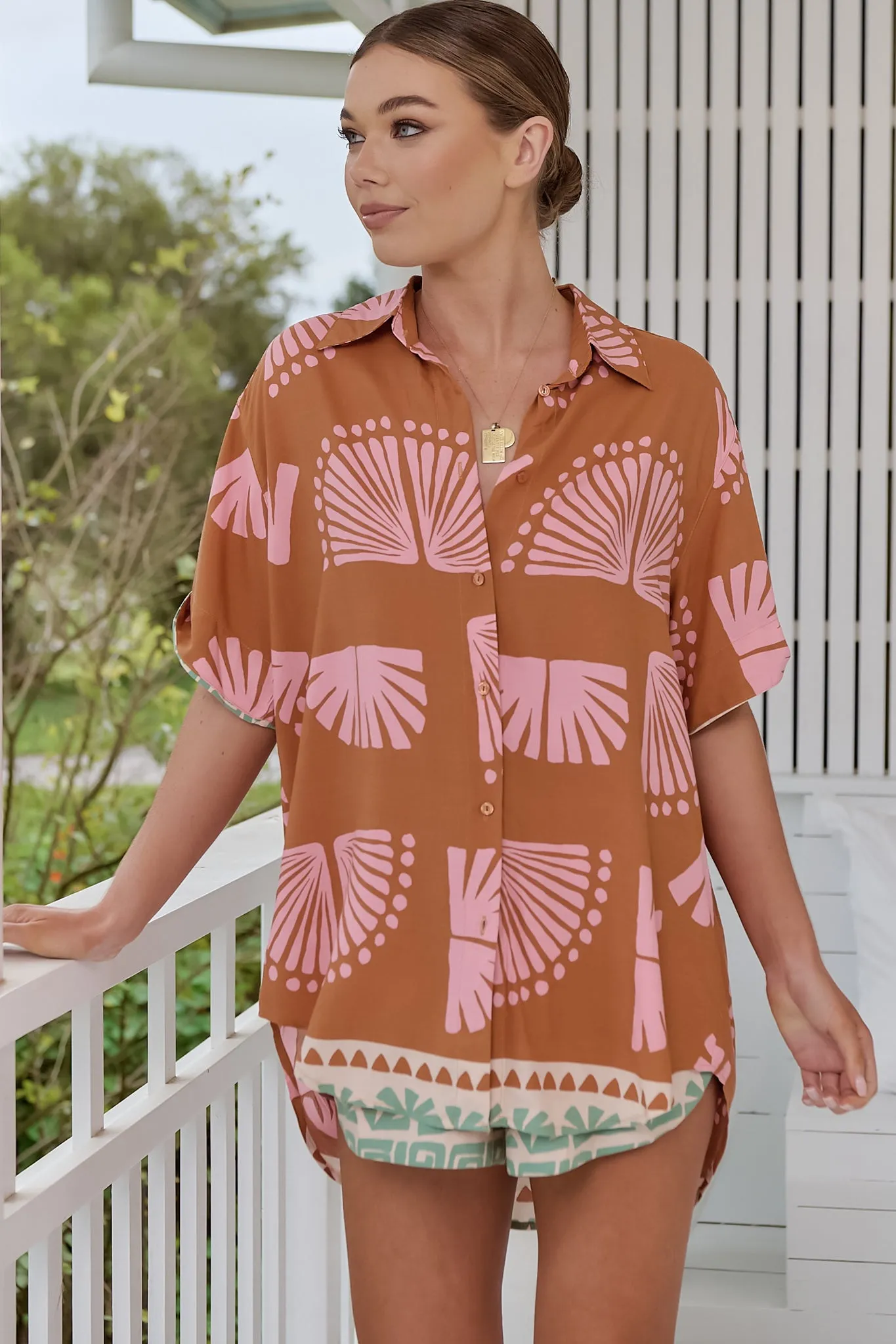 JAASE - Lola Shirt: High-Low Button Down Shirt in Suga Print sold by Salty Crush product image thumbnail 3