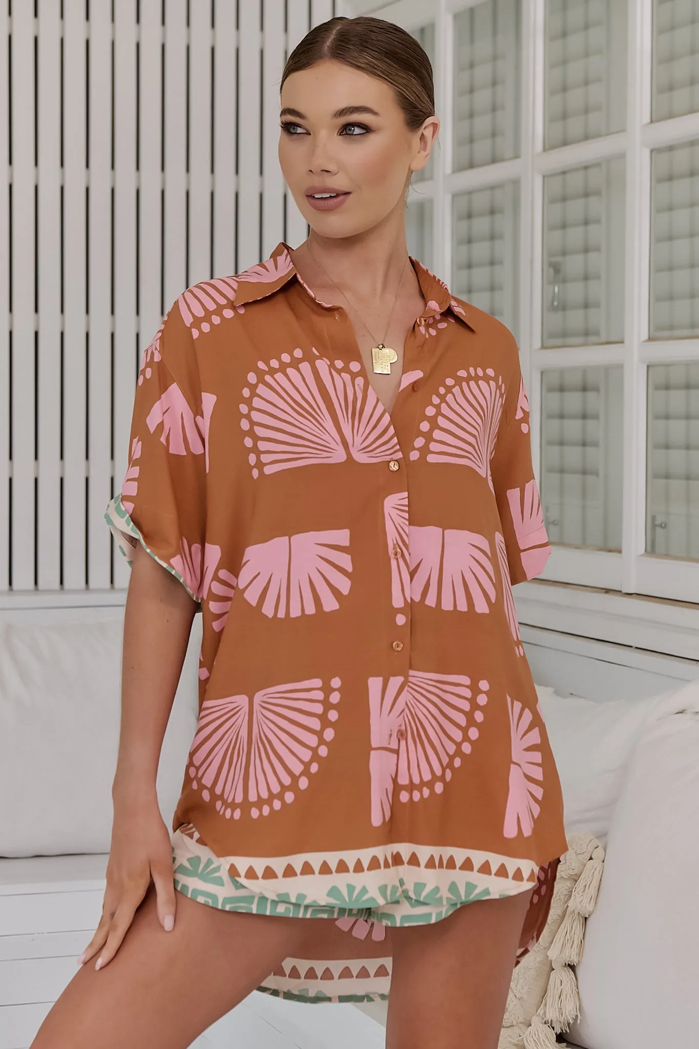 JAASE - Lola Shirt: High-Low Button Down Shirt in Suga Print sold by Salty Crush product image thumbnail 5