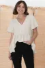 Aster Top - Pull Over Top with Rick Rack Detailing in Oat sold by Salty Crush