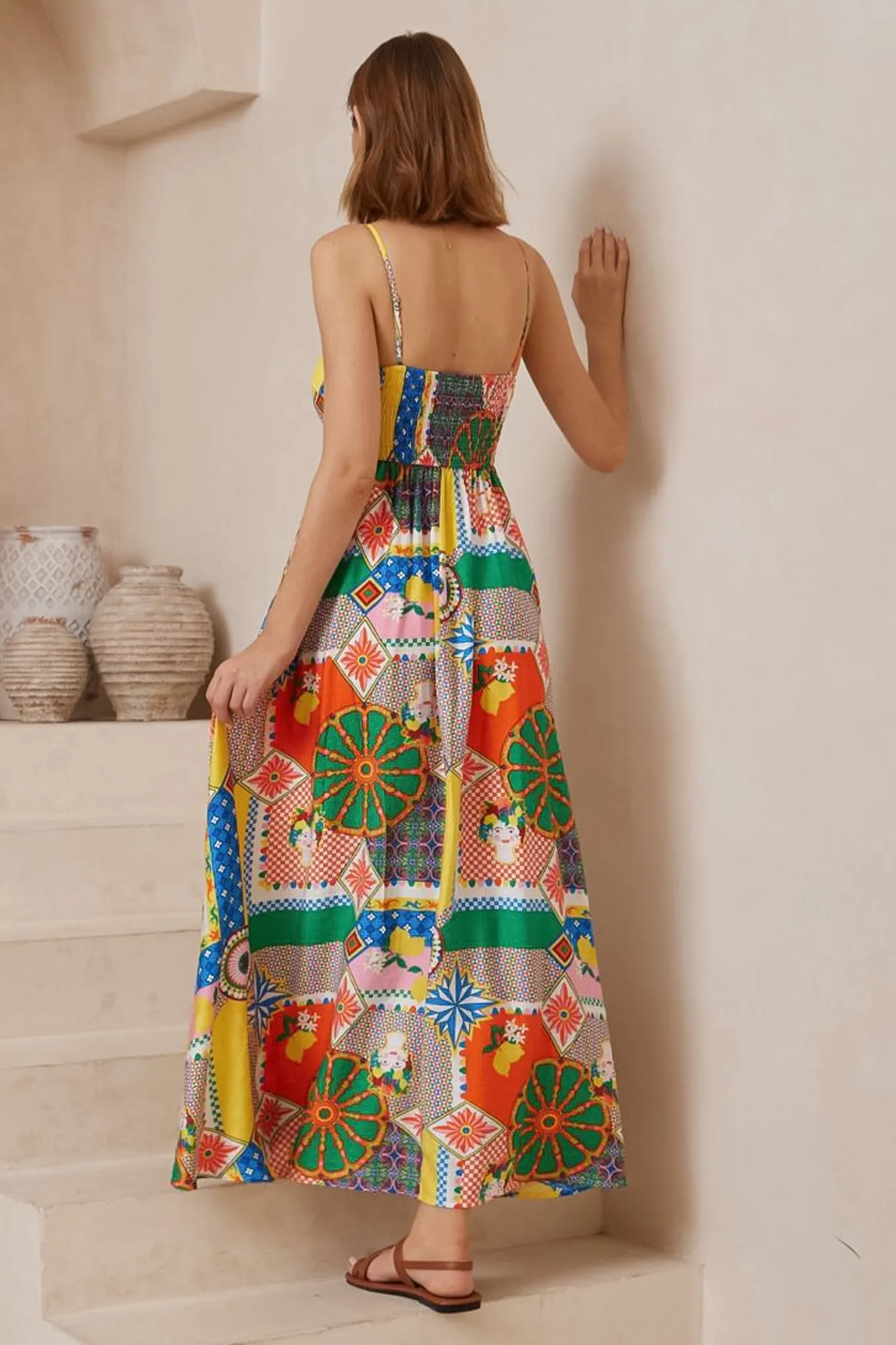 Bonita Maxi Dress: Spaghetti Strap Sun Dress in Myra Print sold by Salty Crush product image thumbnail 5