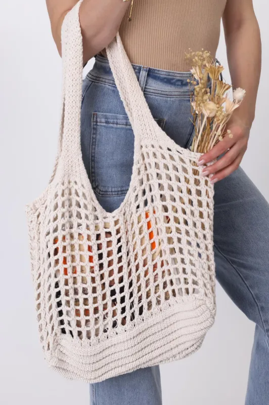 Malery Crochet Tote Bag - Beige sold by Salty Crush