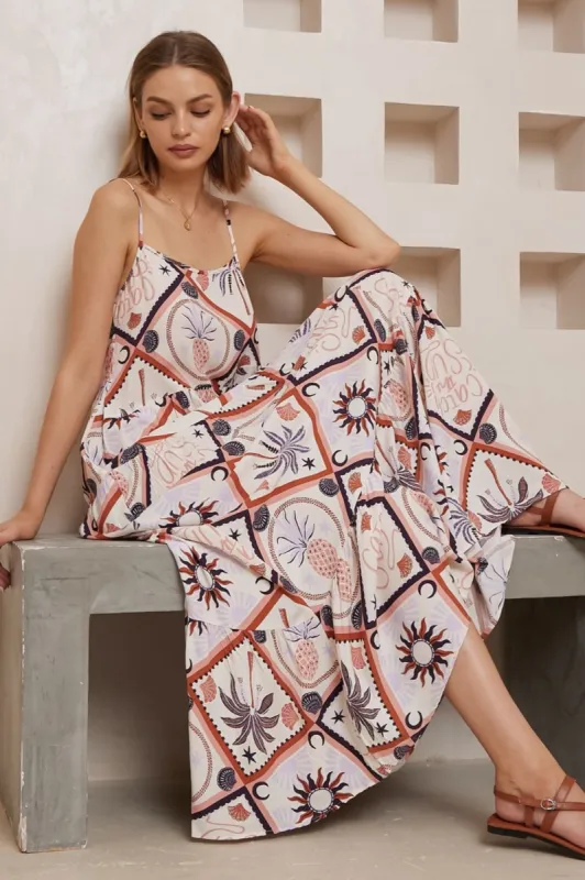 Azur Maxi Dress - Spaghetti Strap Sun Dress in Zaidin Print sold by Salty Crush