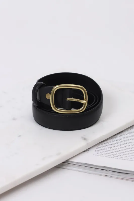 Ezra Gold Buckle Belt - Black sold by Salty Crush