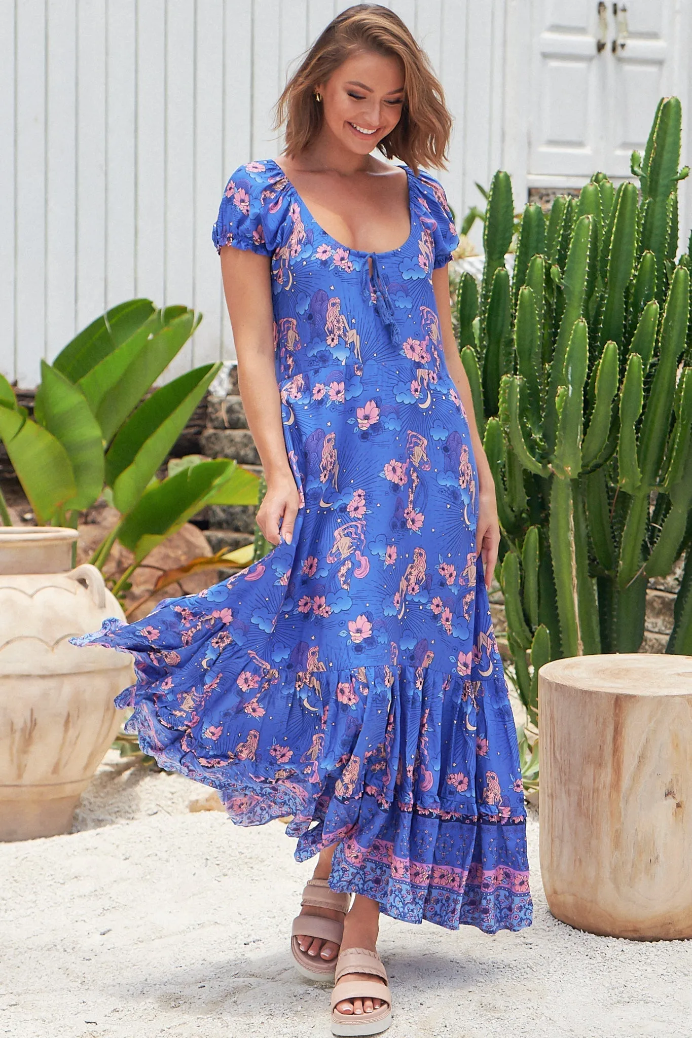 JAASE - Saria Maxi Dress: Scoop Neckline Slimline Dress in Soleil Print sold by Salty Crush product image thumbnail 3