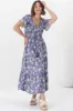 Amaya Midi Dress - Shirred Cap Sleeve A Line Dress in Ishaka Print sold by Salty Crush