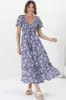 Amaya Midi Dress - Shirred Cap Sleeve A Line Dress in Ishaka Print sold by Salty Crush