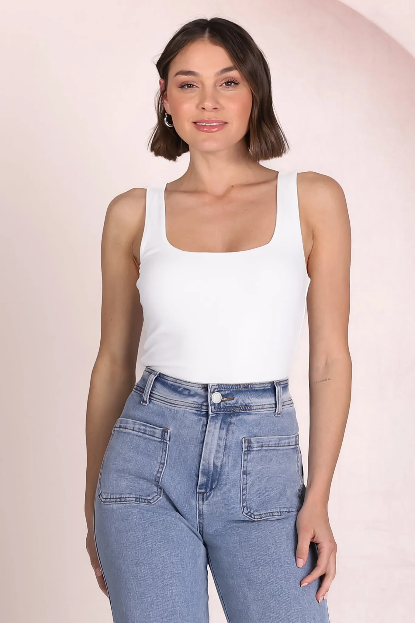 Edie Singlet - Square Neckline Double Layered Singlet in White sold by Salty Crush product image thumbnail 5