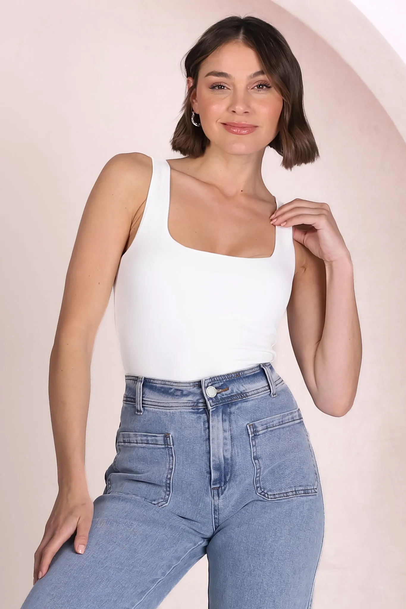 Edie Singlet - Square Neckline Double Layered Singlet in White sold by Salty Crush product image thumbnail 3