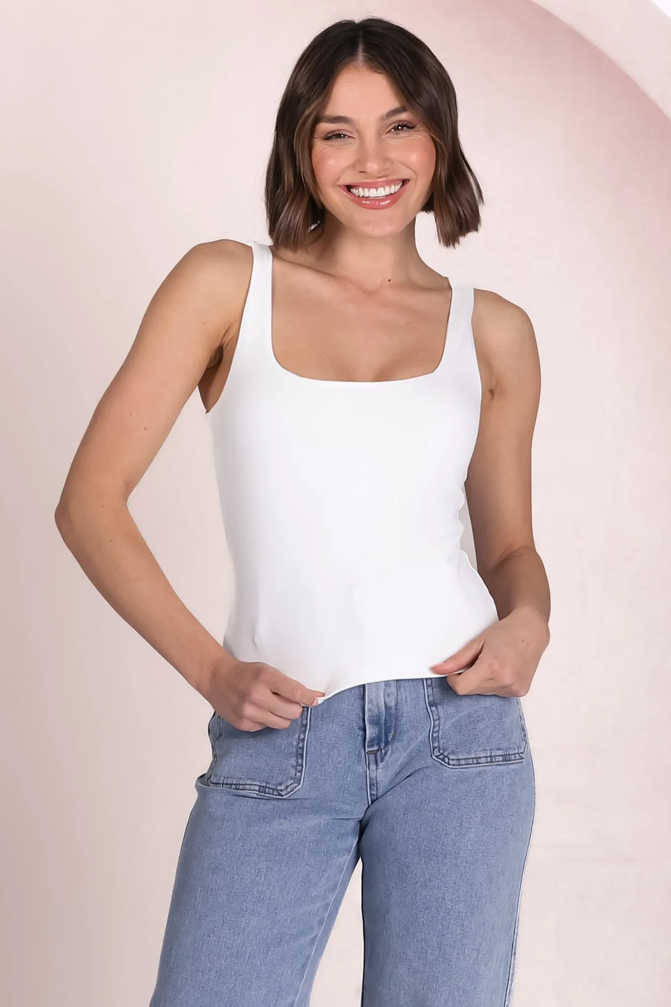 Edie Singlet - Square Neckline Double Layered Singlet in White sold by Salty Crush product image thumbnail 4