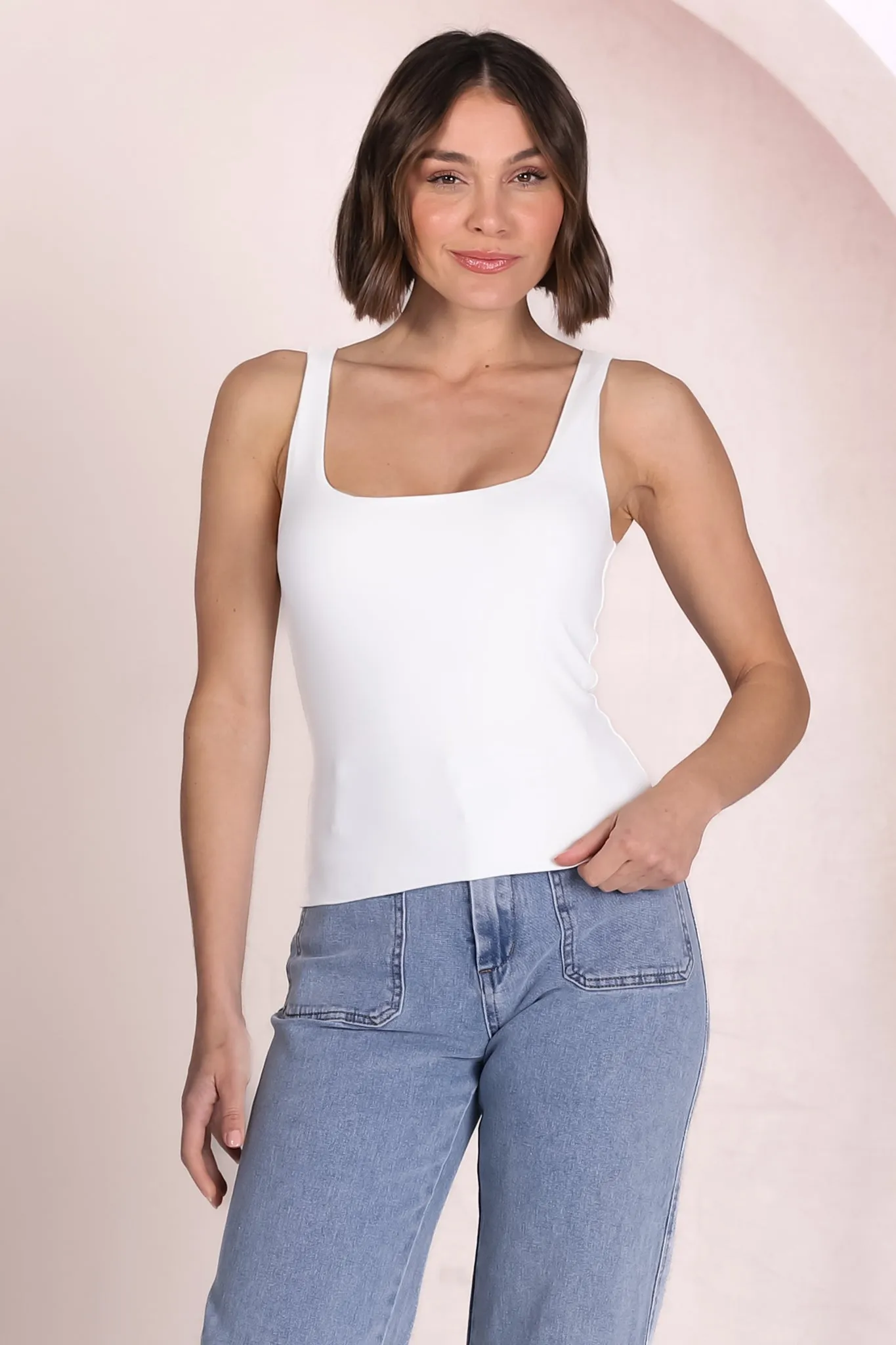 Edie Singlet - Square Neckline Double Layered Singlet in White sold by Salty Crush product image thumbnail 2