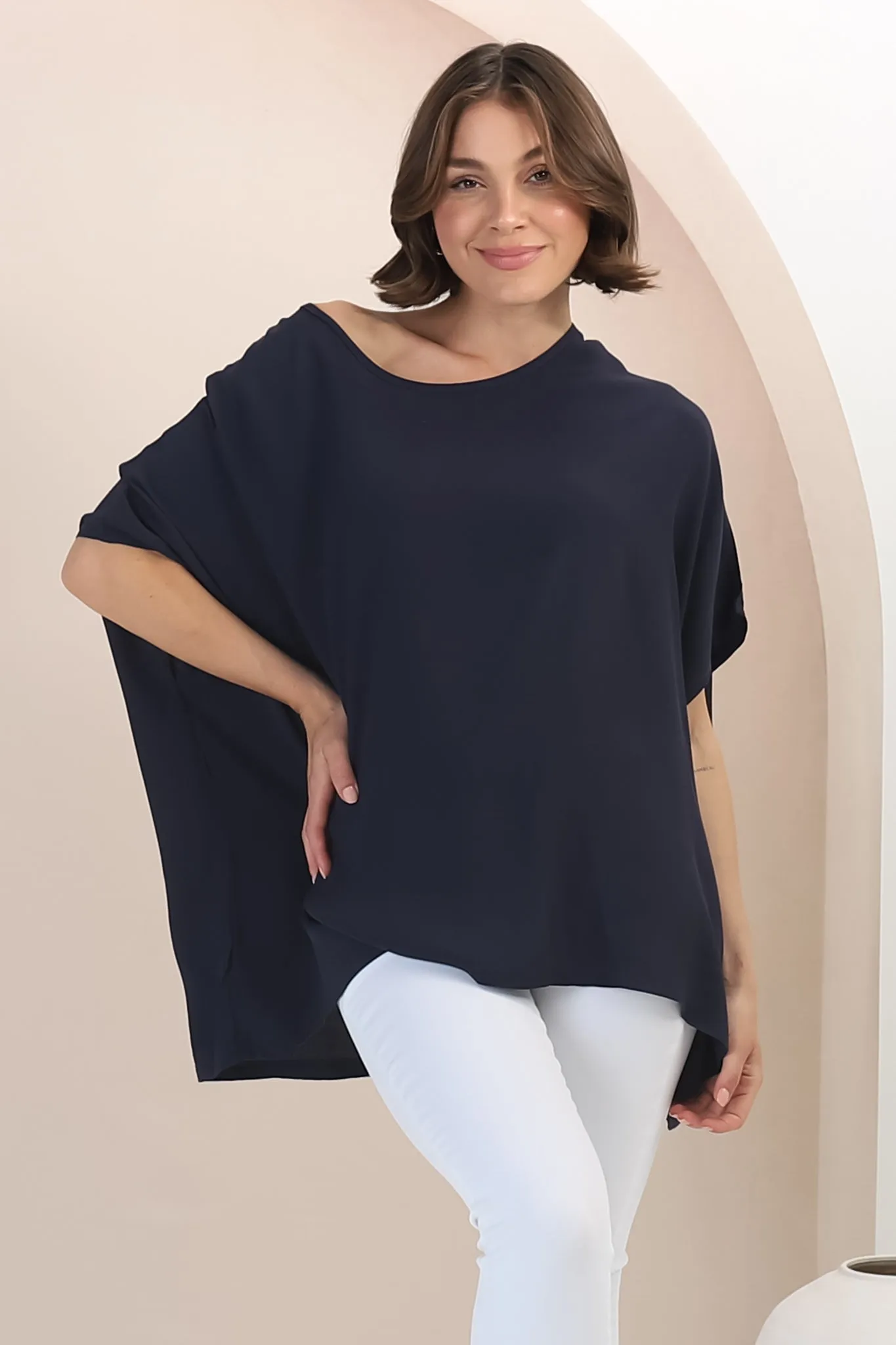 Garcia Top - Free-Size Drape Batwing Sleeve Top in Navy sold by Salty Crush product image thumbnail 3