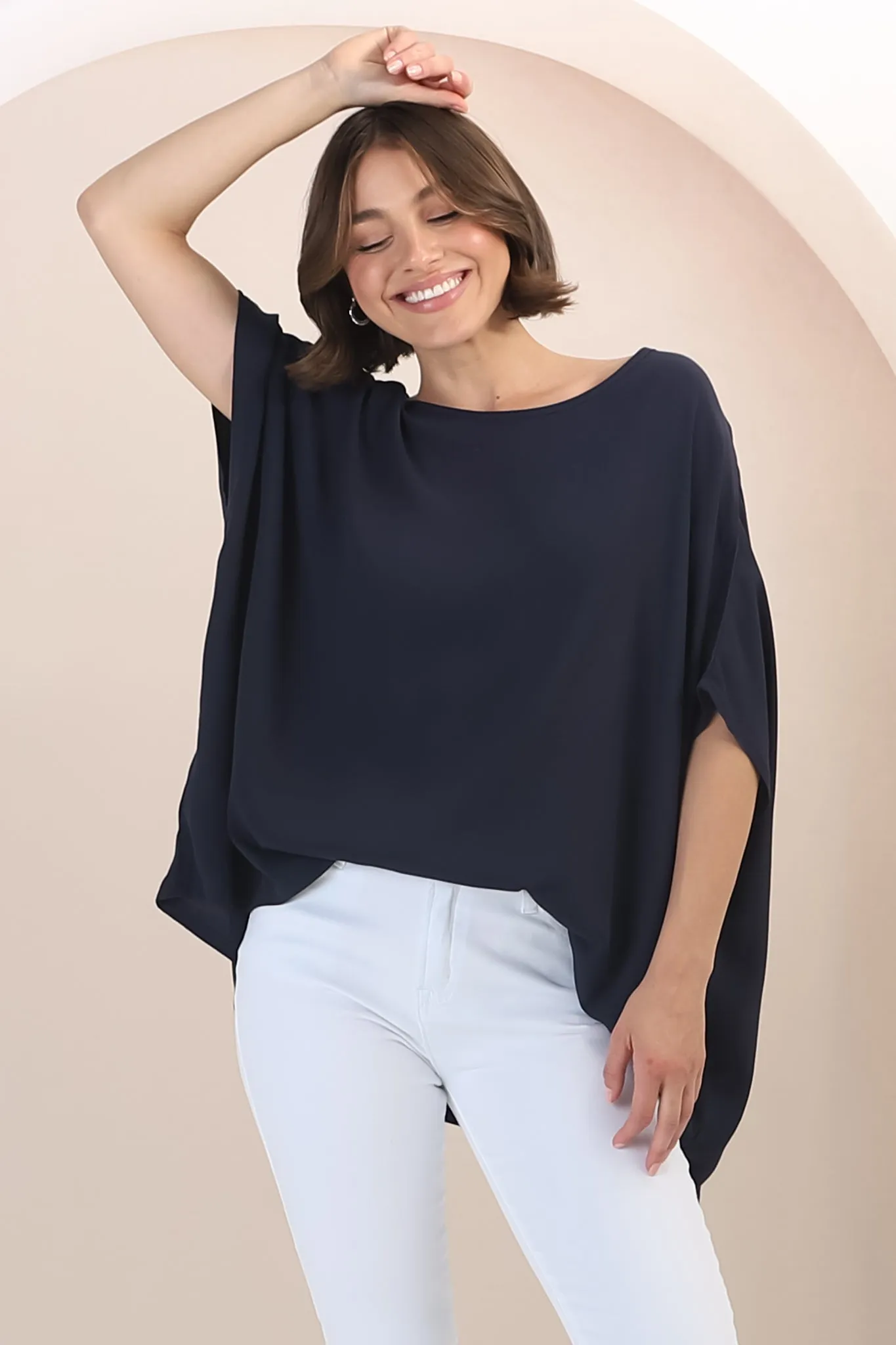 Garcia Top - Free-Size Drape Batwing Sleeve Top in Navy sold by Salty Crush product image thumbnail 5
