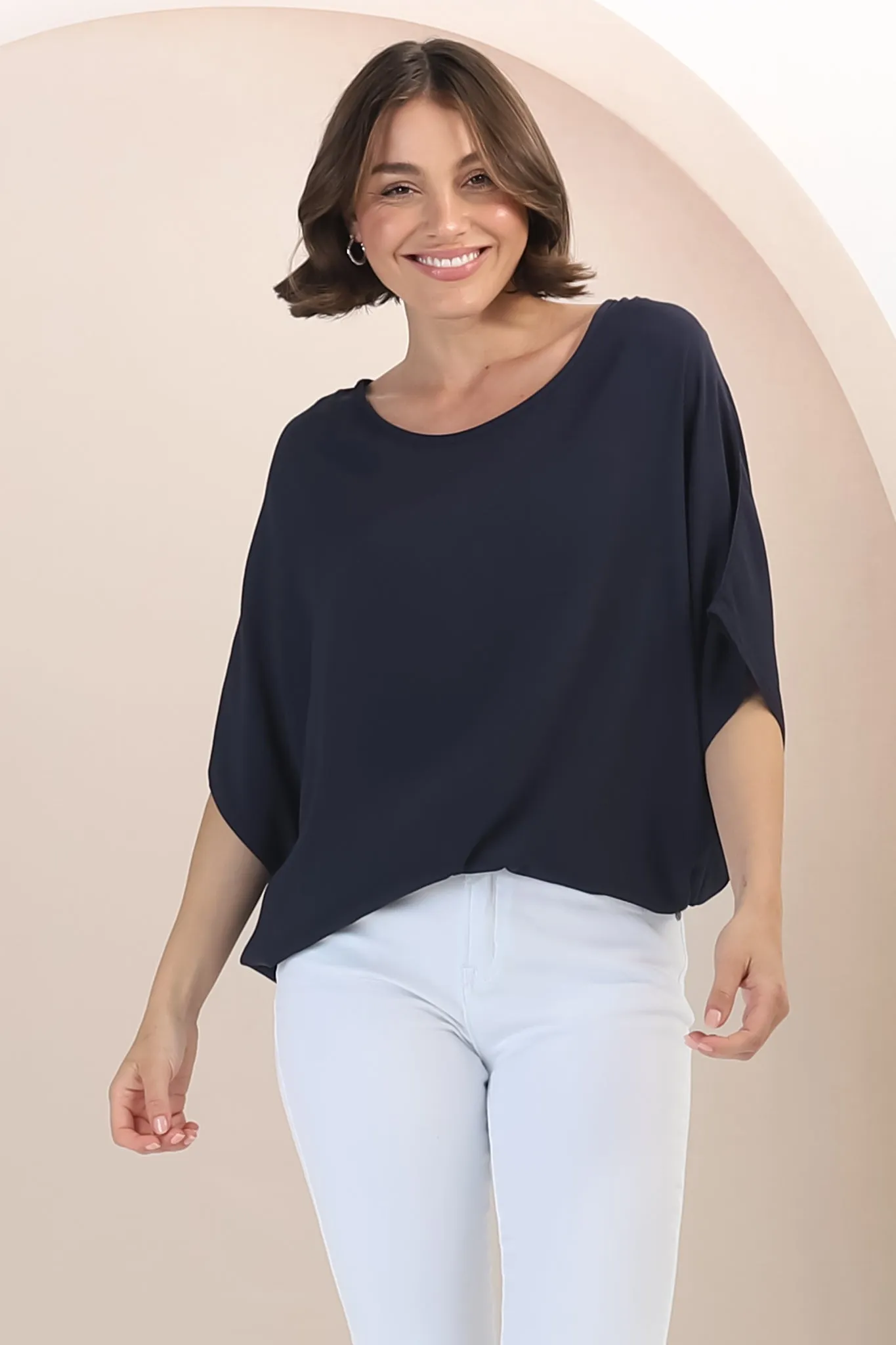 Garcia Top - Free-Size Drape Batwing Sleeve Top in Navy sold by Salty Crush product image thumbnail 4