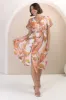 Aurelia Midi Dress - V Neckline Cap Sleeve Button Down A Line Dress in Marise Print sold by Salty Crush