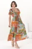 Amaya Midi Dress - Shirred Cap Sleeve A Line Dress in Chantilly Print sold by Salty Crush