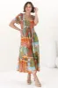 Amaya Midi Dress - Shirred Cap Sleeve A Line Dress in Chantilly Print sold by Salty Crush