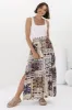Hellen Maxi Skirt - High Waisted Skirt with Front Splits in Alphy Print sold by Salty Crush