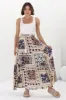 Hellen Maxi Skirt - High Waisted Skirt with Front Splits in Alphy Print sold by Salty Crush