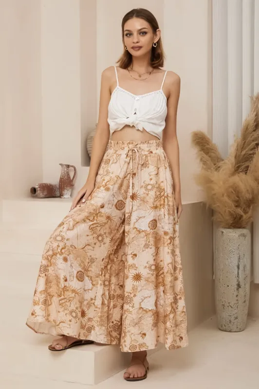 Mezza Pants - Paper Bag High Waisted Wide Leg Pants in Emory Print sold by Salty Crush