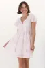 Achanti Mini Dress - Cotton Lace Overlay Cap Sleeve Smock Dress in Pink sold by Salty Crush