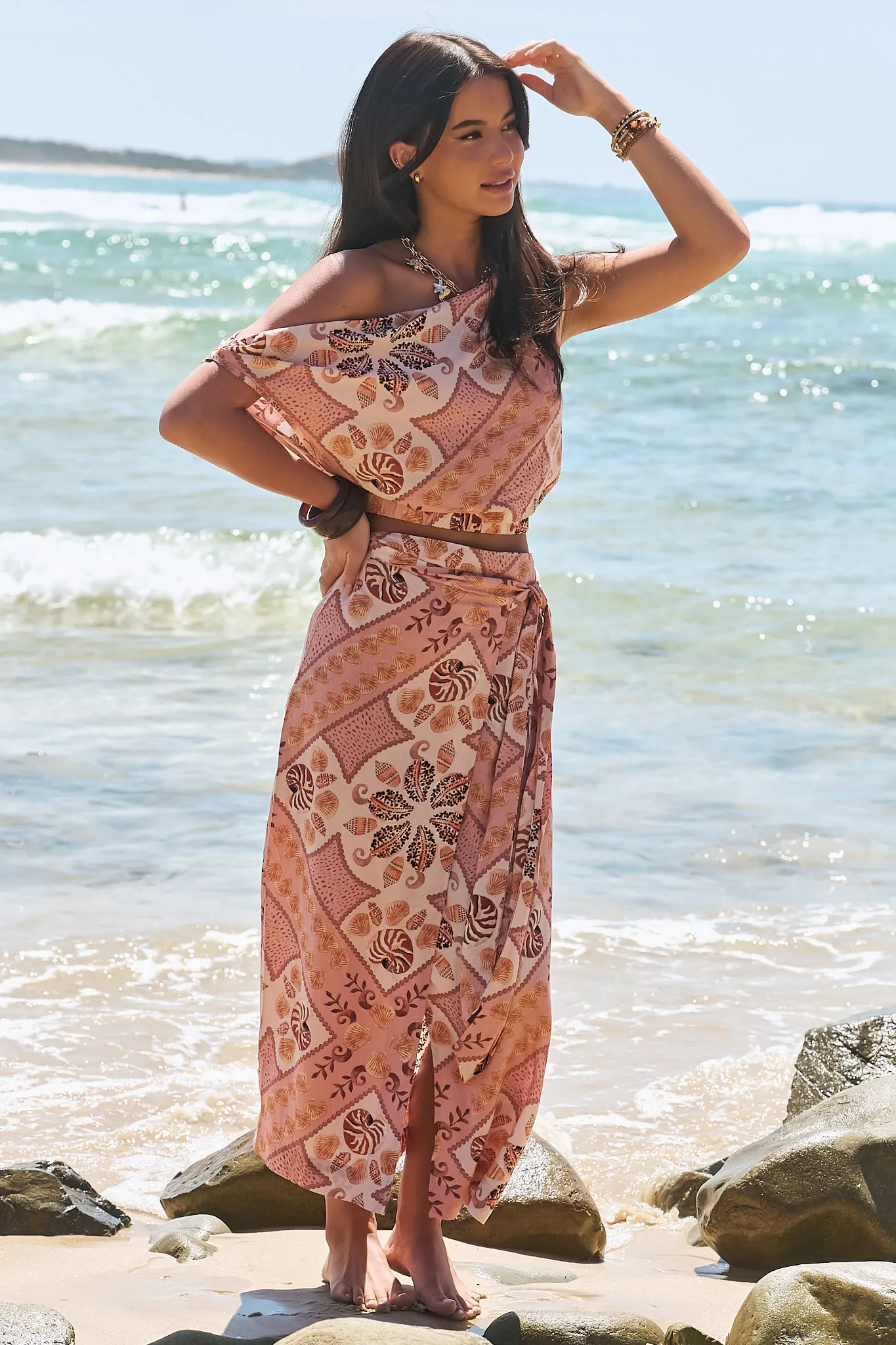 JAASE - Zia Wrap Skirt: High Waisted Wrap Skirt in Tahitian Print sold by Salty Crush product image thumbnail 5