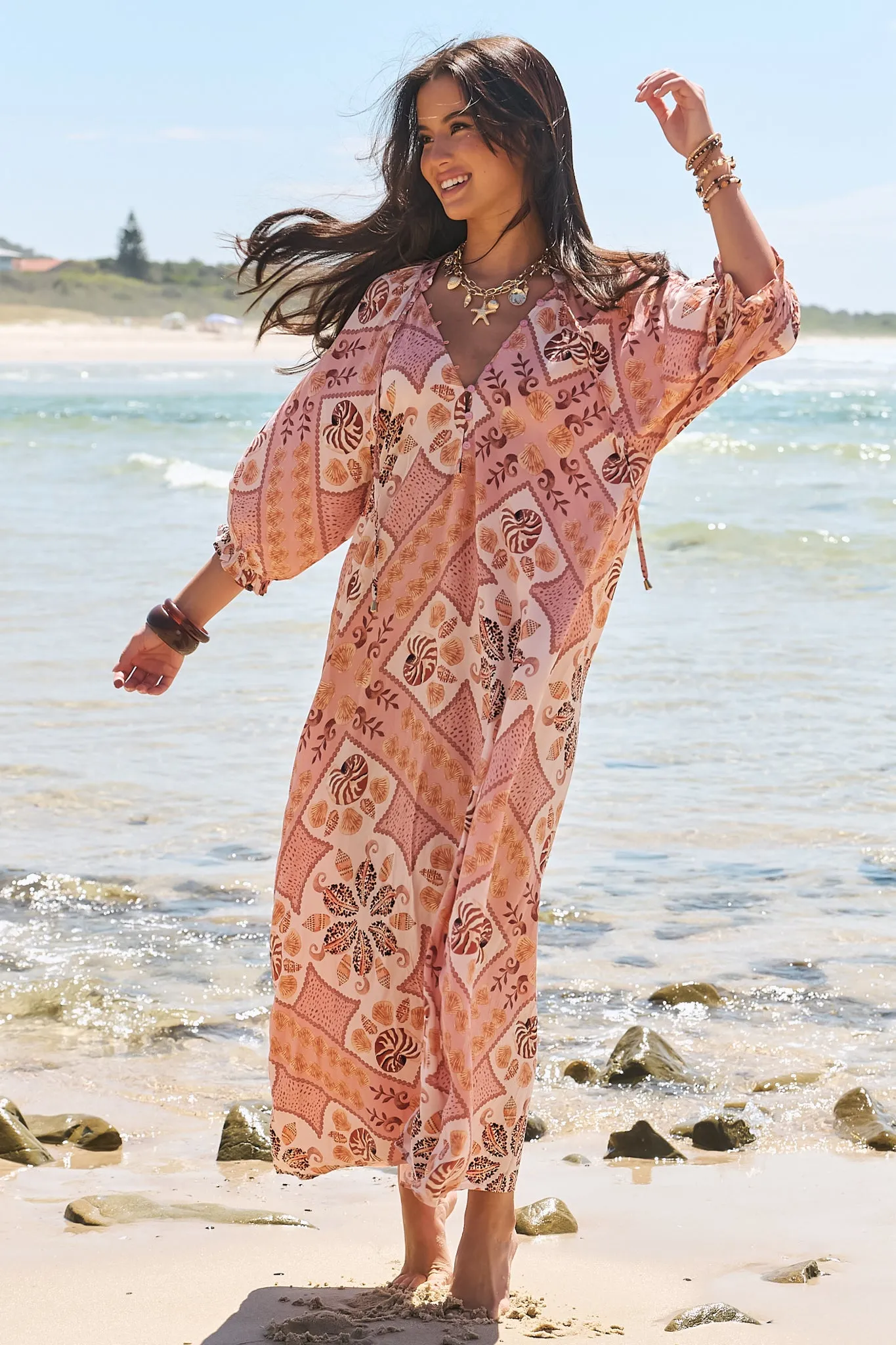 JAASE - Bree Maxi Dress: Balloon Sleeve Shift Dress in Tahitian Print sold by Salty Crush product image thumbnail 5