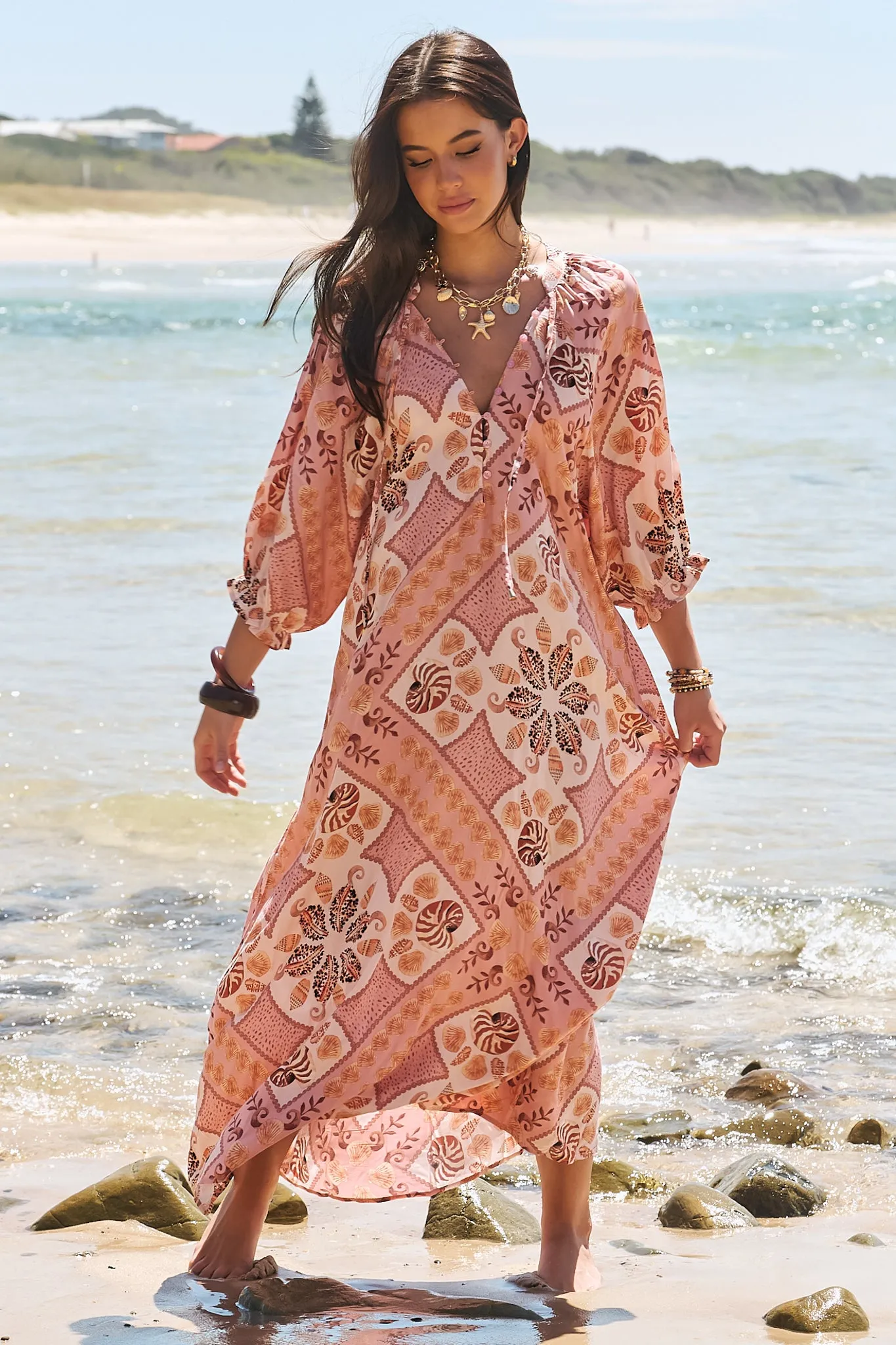 JAASE - Bree Maxi Dress: Balloon Sleeve Shift Dress in Tahitian Print sold by Salty Crush product image thumbnail 3