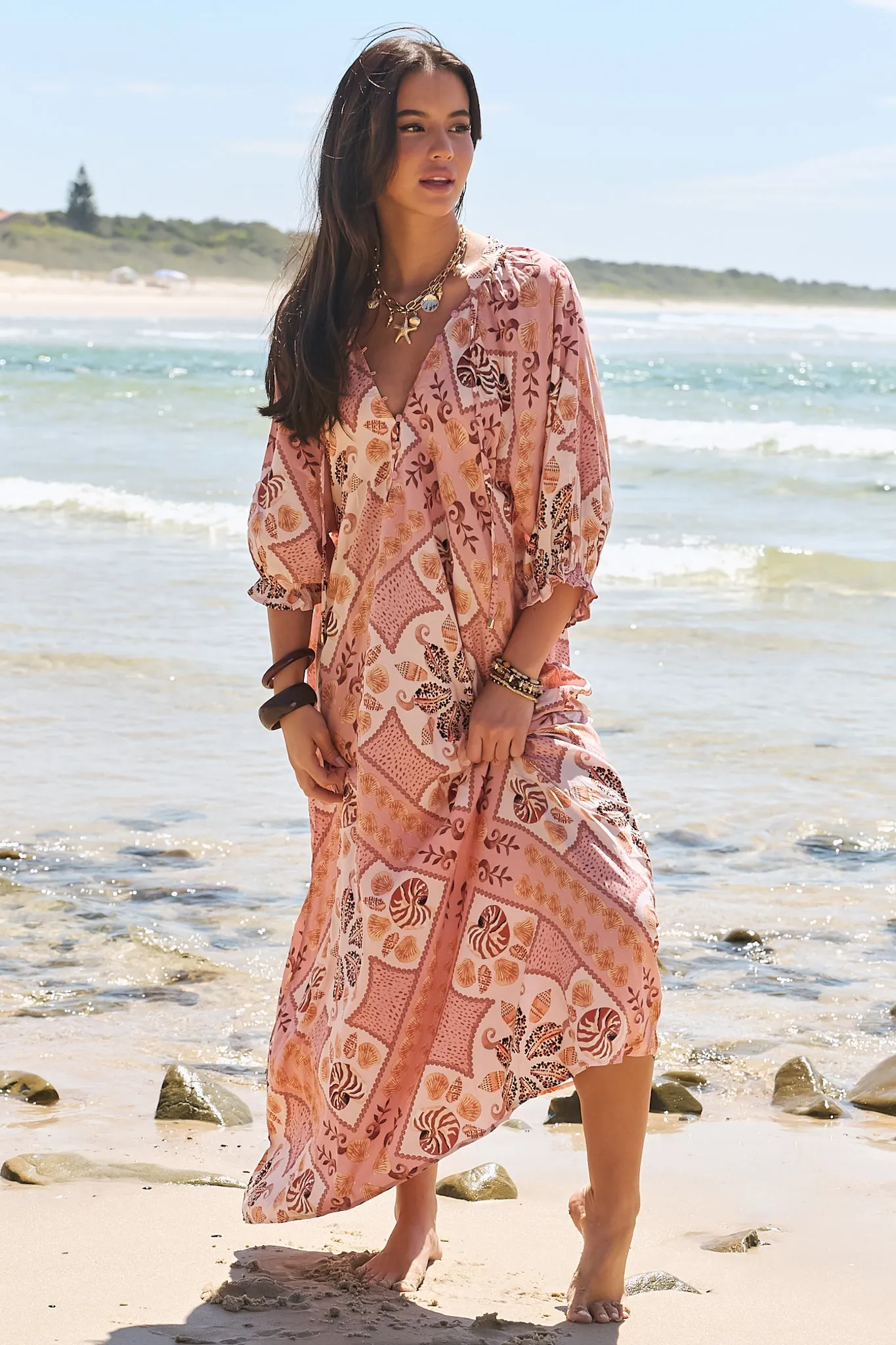 JAASE - Bree Maxi Dress: Balloon Sleeve Shift Dress in Tahitian Print sold by Salty Crush product image thumbnail 4