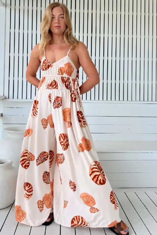 JAASE - Morgan Jumpsuit: Open Back Halter Neckline Jumpsuit in Marcel Print made by Jaase