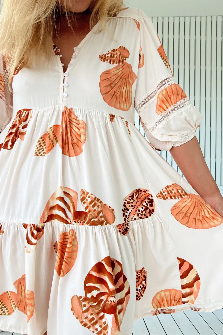 JAASE - Tracey Mini Dress: Long Ballon Sleeve Dress with Waist Tie in Marcel Print sold by Salty Crush product image thumbnail 4