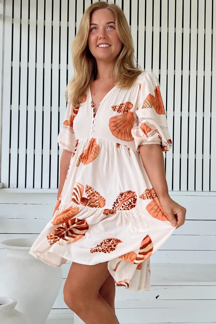 JAASE - Tracey Mini Dress: Long Ballon Sleeve Dress with Waist Tie in Marcel Print sold by Salty Crush product image thumbnail 5