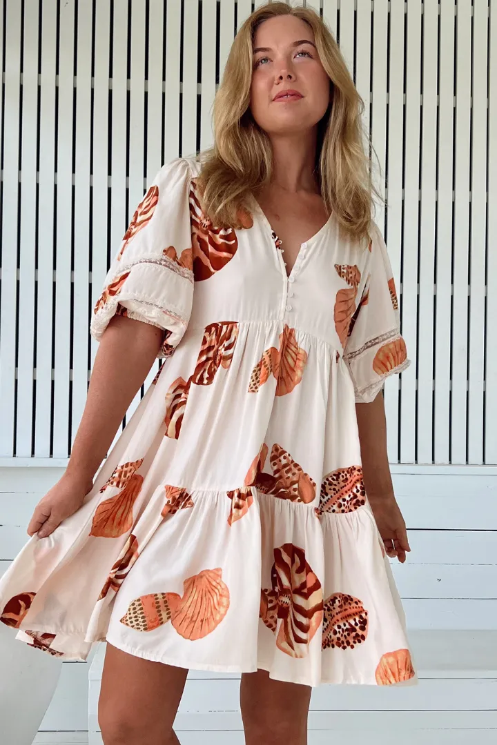 JAASE - Tracey Mini Dress: Long Ballon Sleeve Dress with Waist Tie in Marcel Print sold by Salty Crush product image thumbnail 2