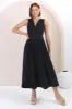 Lora Midi Dress - Sleeveless Detailed Waist Line Dress in Navy sold by Salty Crush