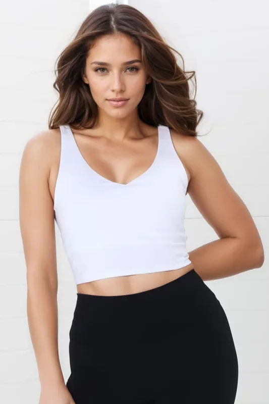 Axel Sports Crop - Waist Length In-Built Support Sports Top in White made by Salty Crush