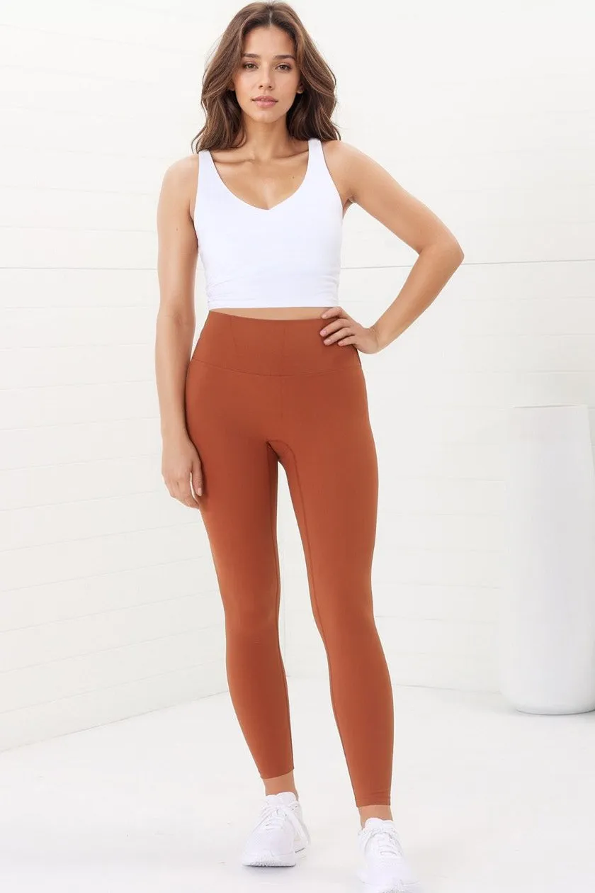 Axel Leggings - High Waisted Full Length Leggings in Tan sold by Salty Crush