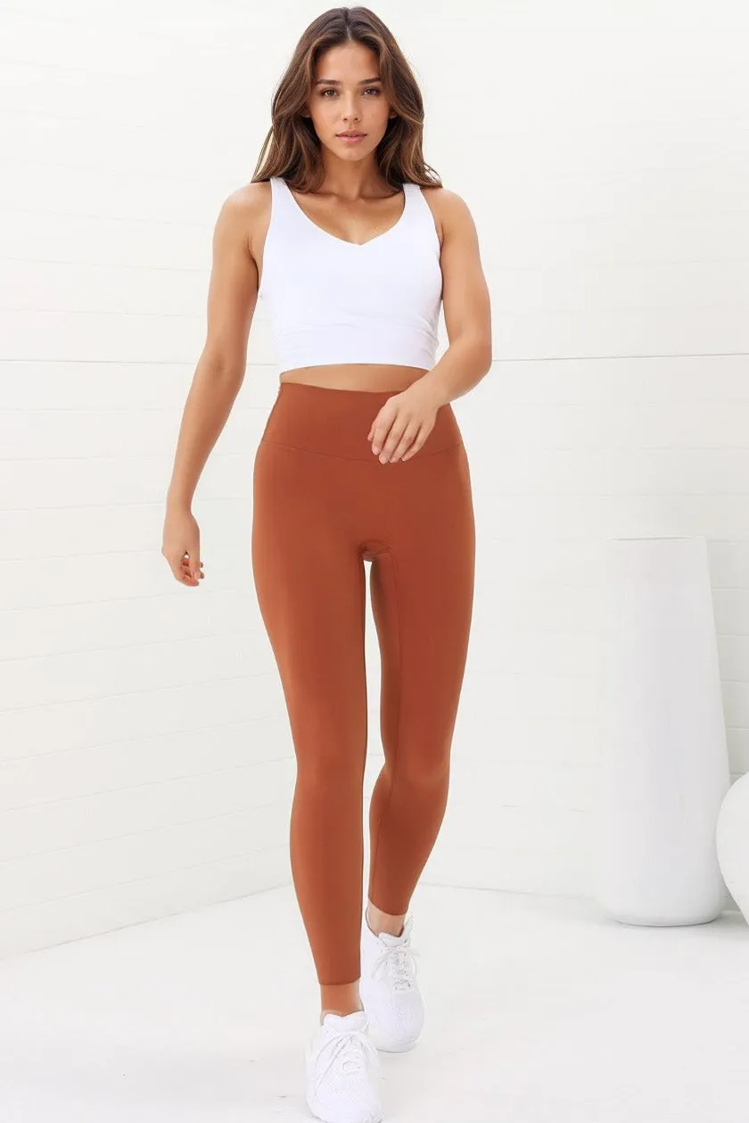 Axel Leggings - High Waisted Full Length Leggings in Tan sold by Salty Crush product image thumbnail 3