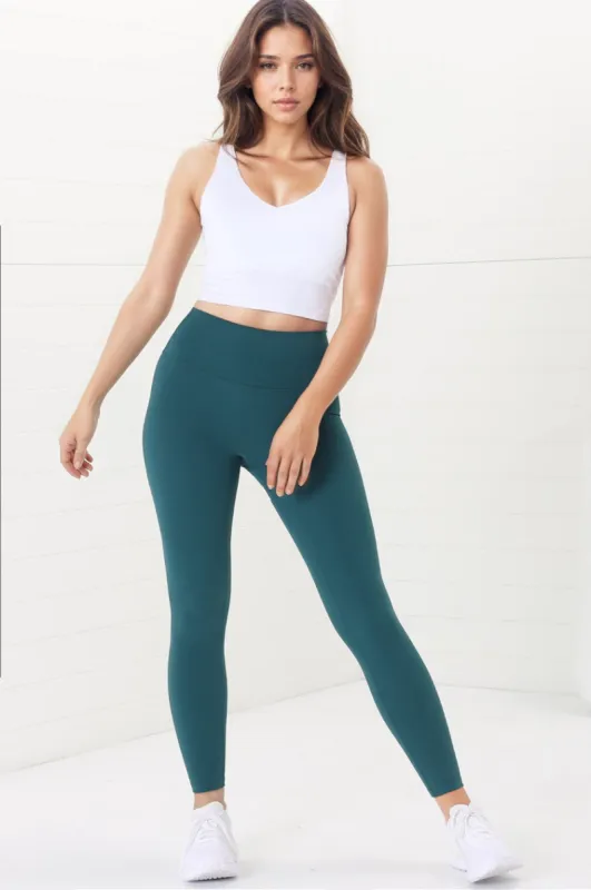 Axel Leggings - High Waisted Full Length Leggings in Teal sold by Salty Crush