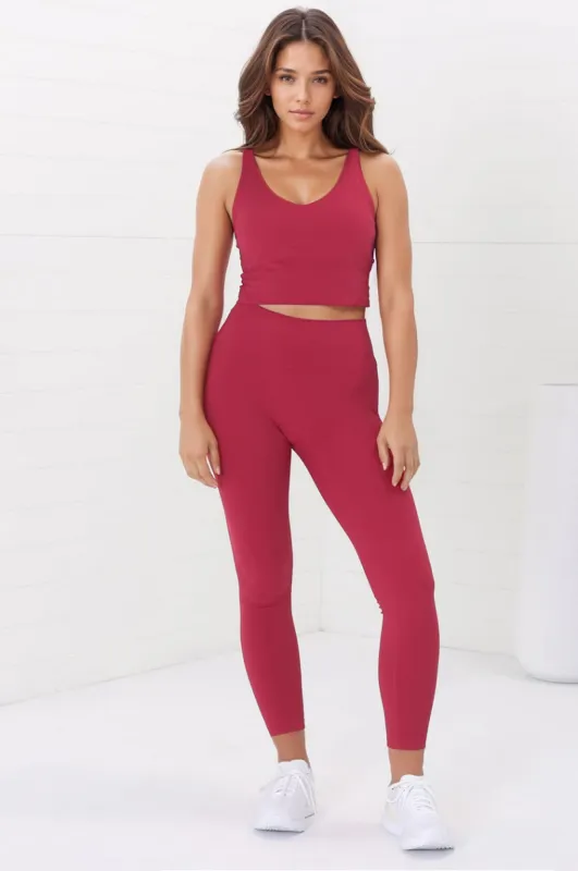 Axel Leggings - High Waisted Full Length Leggings in Magenta sold by Salty Crush