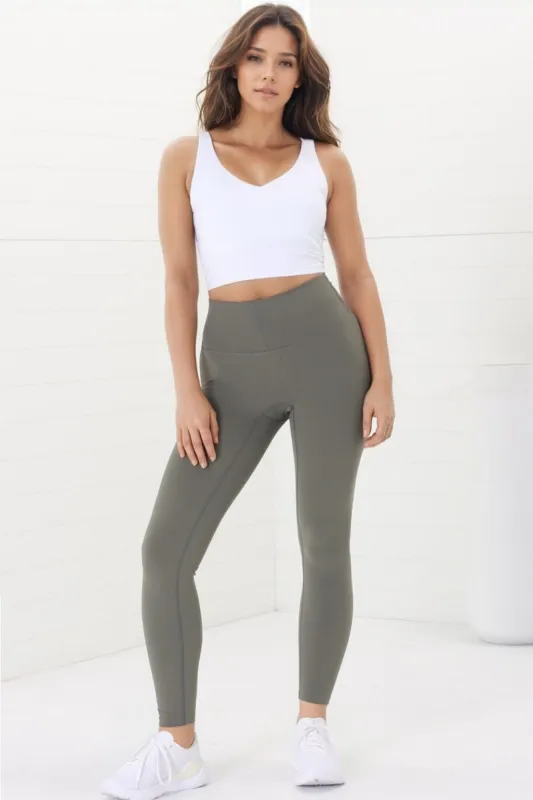 Axel Leggings - High Waisted Full Length Leggings in Khaki sold by Salty Crush