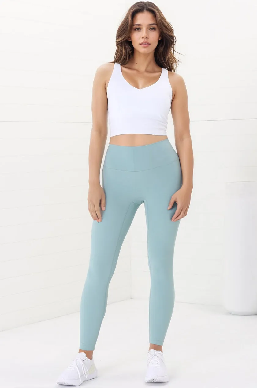 Axel Leggings - High Waisted Full Length Leggings in Frosted Green sold by Salty Crush product image thumbnail 2