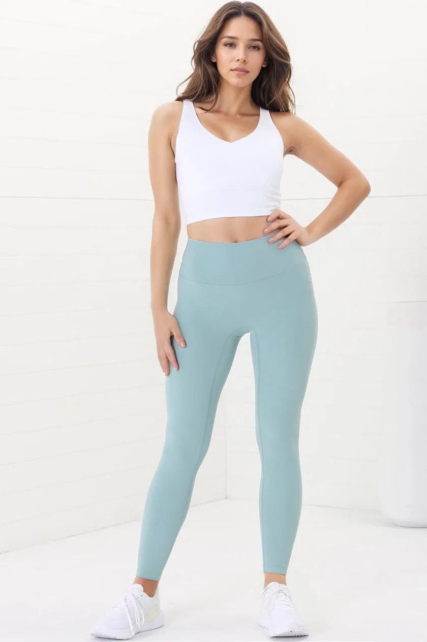Axel Leggings - High Waisted Full Length Leggings in Frosted Green sold by Salty Crush product image thumbnail 3