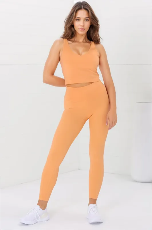 Axel Leggings - High Waisted Full Length Leggings in Boston Orange sold by Salty Crush