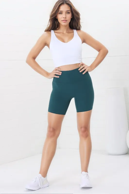Axel Bike Shorts - Thick Highwaisted Band Bike Shorts in Teal sold by Salty Crush