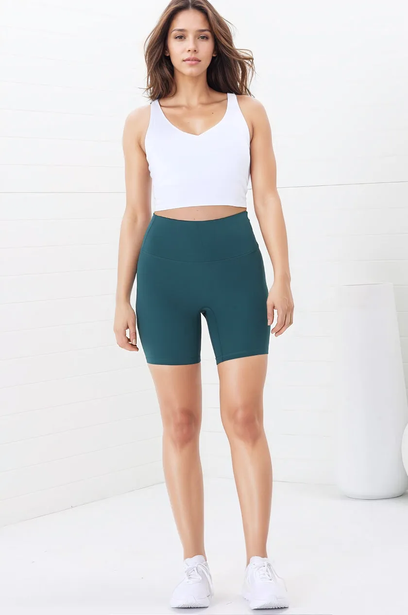 Axel Bike Shorts - Thick Highwaisted Band Bike Shorts in Teal sold by Salty Crush product image thumbnail 3