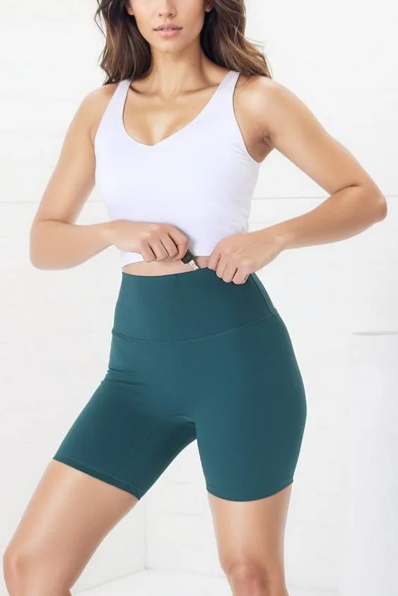 Axel Bike Shorts - Thick Highwaisted Band Bike Shorts in Teal sold by Salty Crush product image thumbnail 2