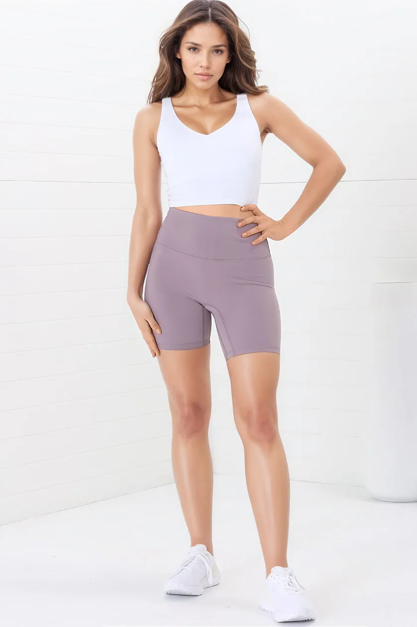 Axel Bike Shorts - Thick Highwaisted Band Bike Shorts in Mauve sold by Salty Crush product image thumbnail 3